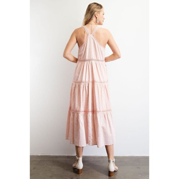 easel Dresses Easel Blush Mixed Print Cotton Button Down Front